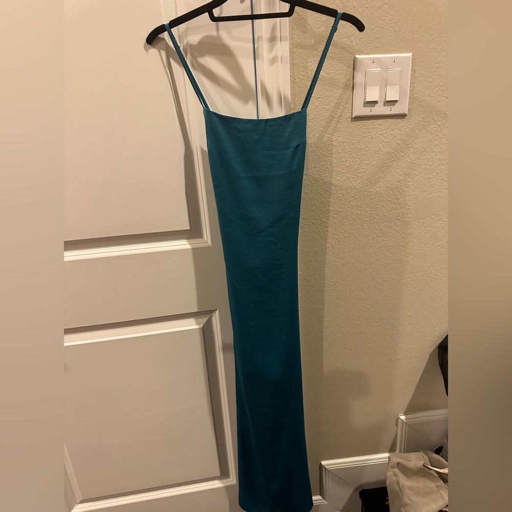 Teal slip dress